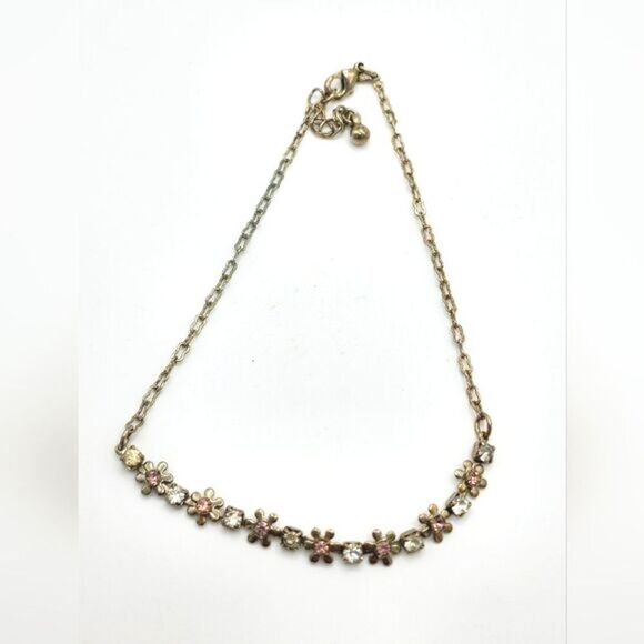 Vintage gold rhinestone flower anklet - Picture 3 of 6